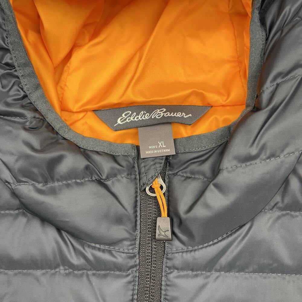 Eddie Bauer Men's Black Hooded Packable Down Jacket - Picture 6 of 12